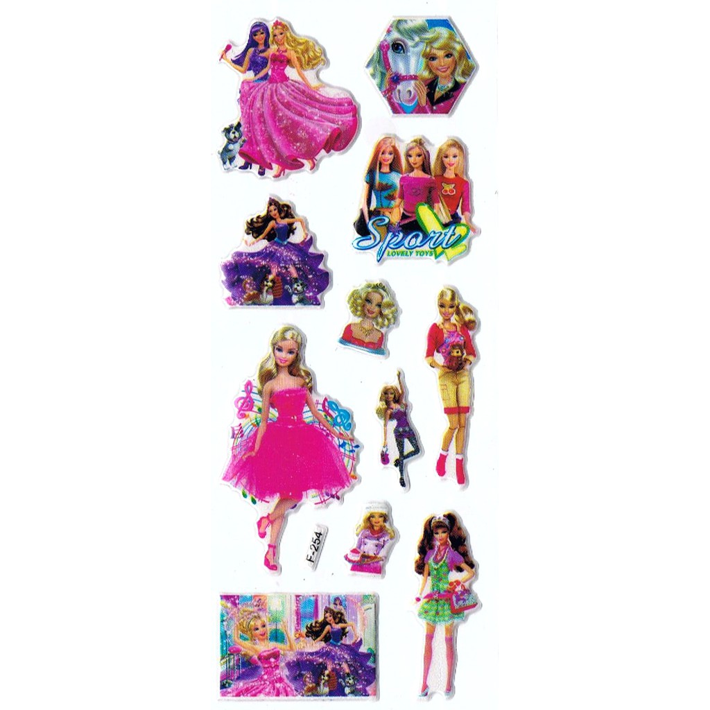 Bộ Sticker Dán Trang Trí Hình Búp Bê Barbie Hoạt Hình Sk477