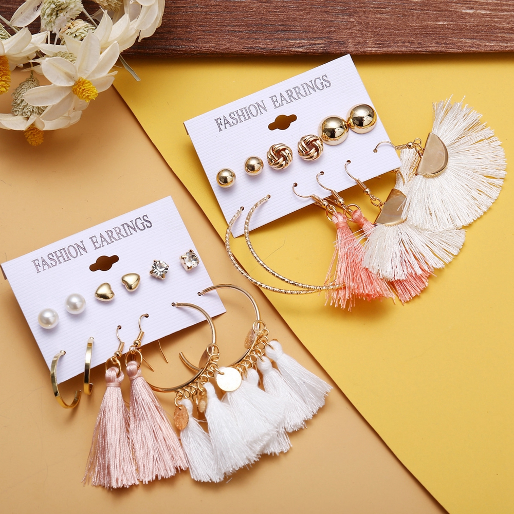 Set 6 đôi khuyên tai phong cách Bohemian cổ điển dành cho nữ