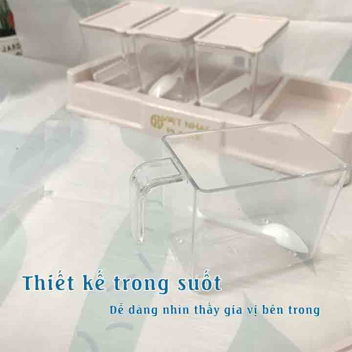 hũ đựng gia vị nhựa Việt Nhật 2939 cao cấp set 4 hũ kèm muỗng