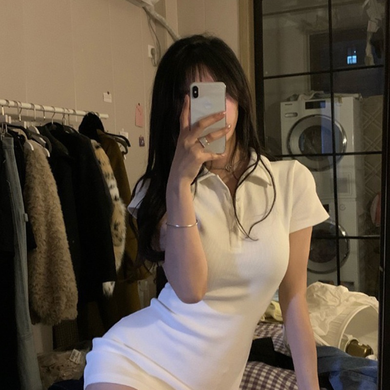 Đầm Polo Tay Ngắn Màu Sắc Đơn Giản Thời Trang Mùa Hè Dành Cho Nữ