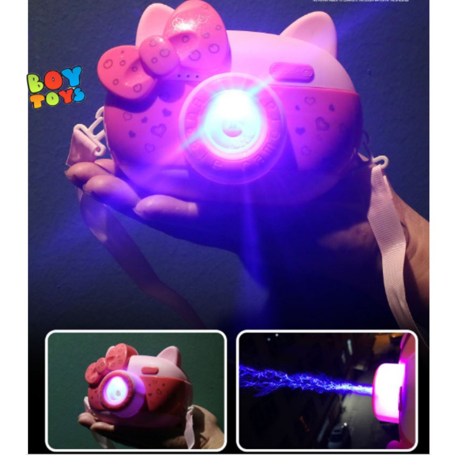 Đồ chơi máy ảnh thôi bong bóng xà phòng tự động hình mèo Kitty có nhạc và đèn dễ thương cho bé