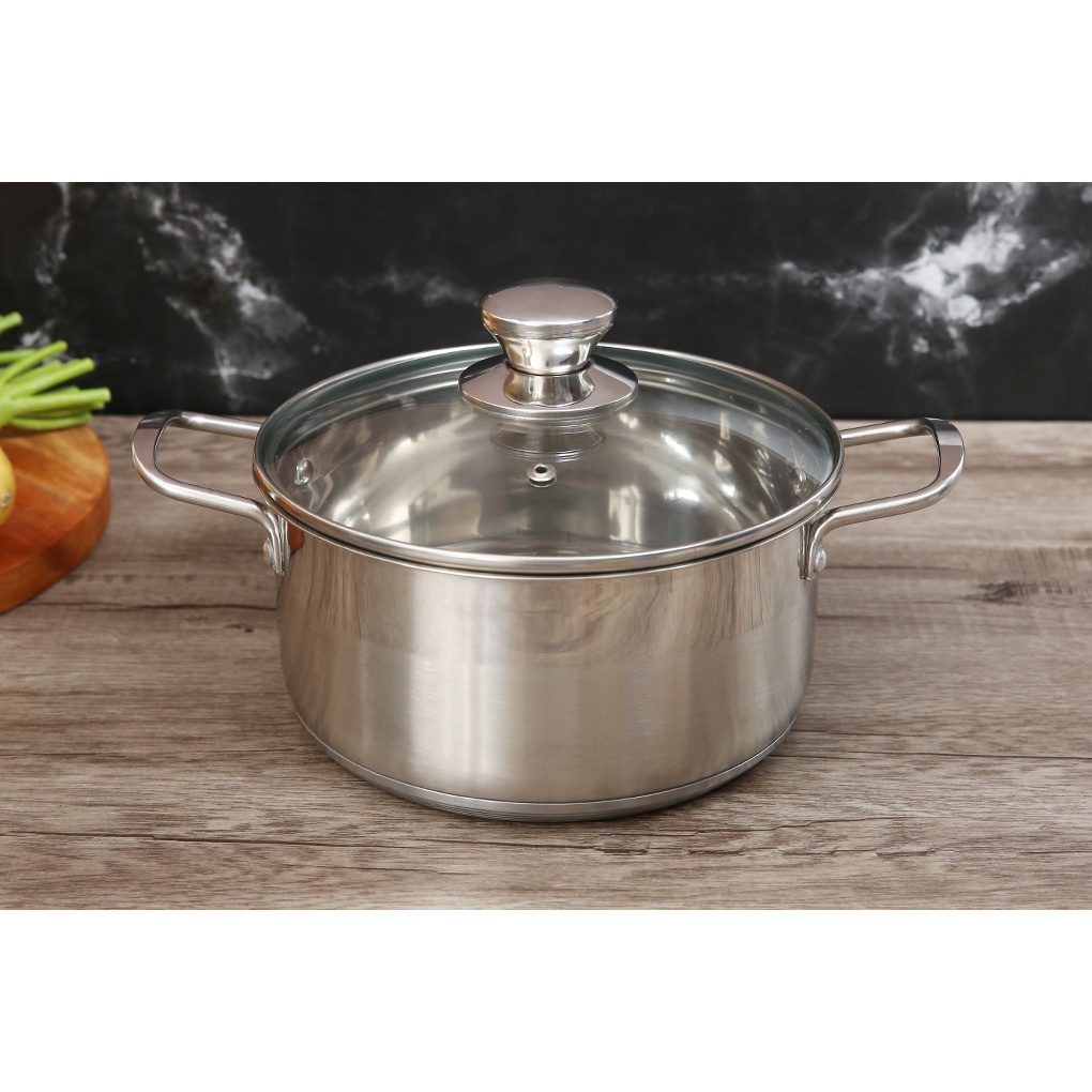 [LIFEMCMBP4 -12% đơn 250K] Nồi inox 3 đáy nắp kiếng Smartcook SM240XMN Size 16-20-24cm