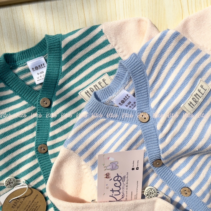 HRNEE Áo len cardigan cài chéo cho bé