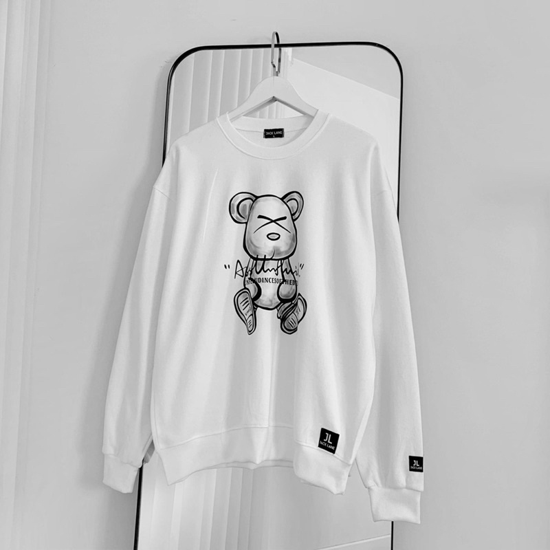 Áo Sweater Tay Dài Unisex Chú Gấu