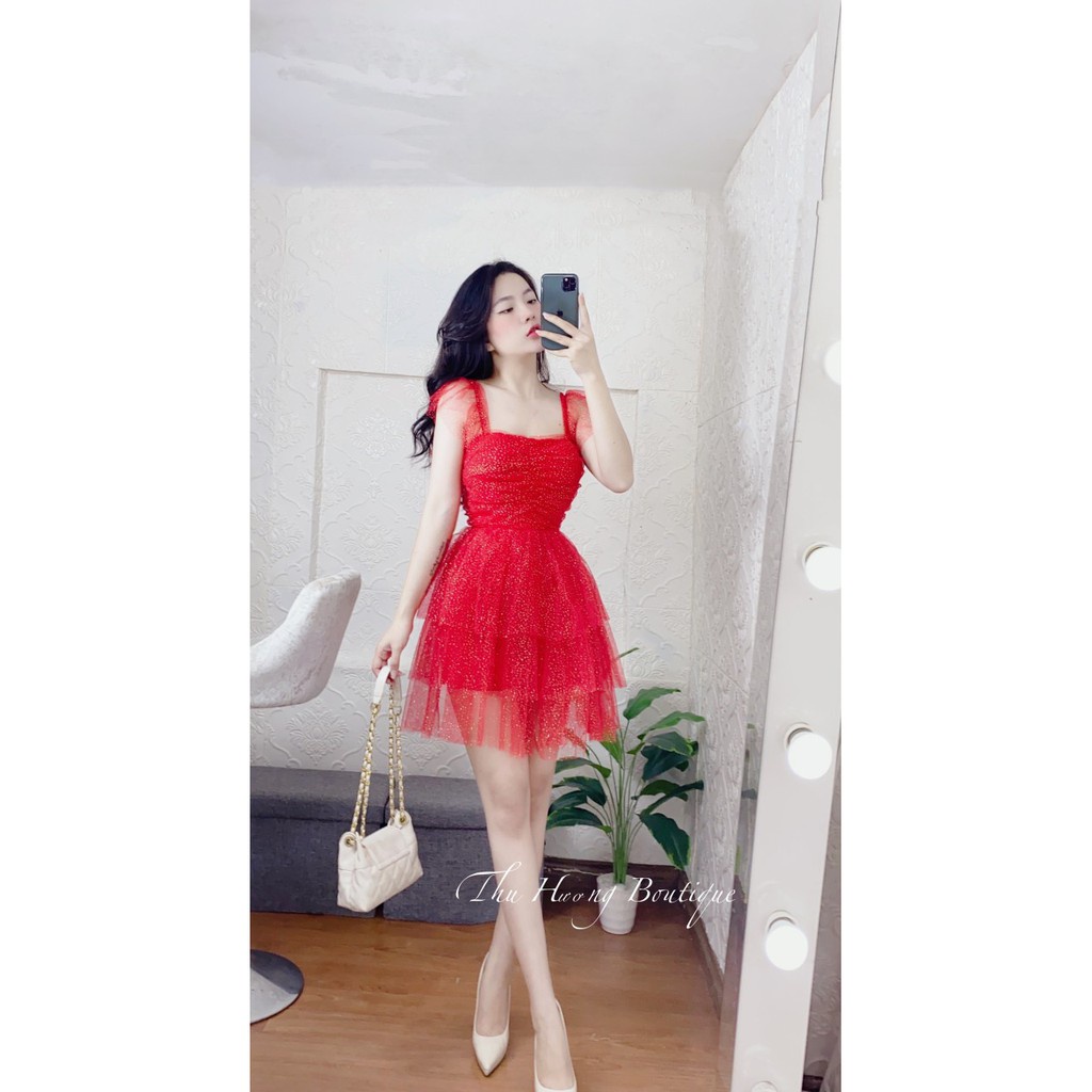 ✑Đầm dự tiệc cao cấp lưới kim sa 3 tầng, đi cafe chụp ảnh, cưới, sinh nhật dễ thương, đẹp tiệc.