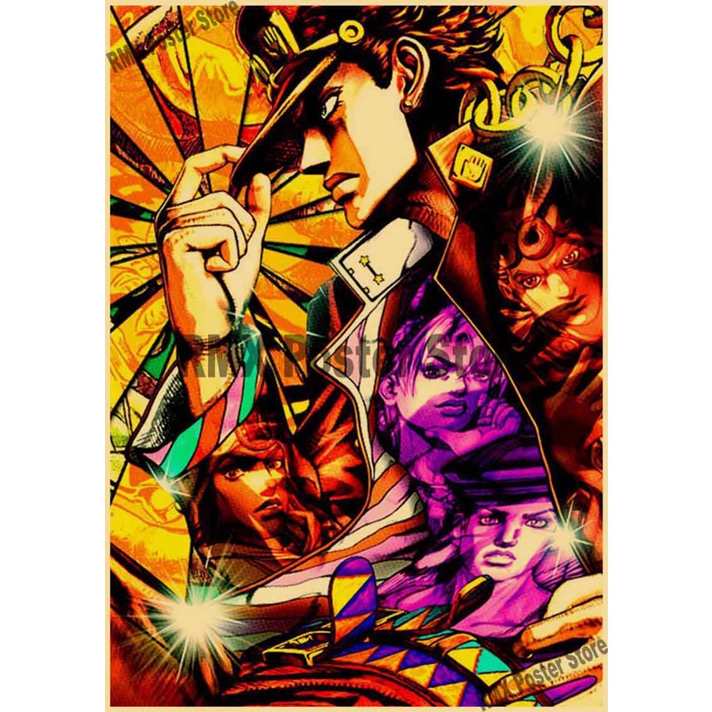Poster Phim Hoạt Hình JOJO 'S Bizarre Adventure Bằng Giấy Kraft Trang Trí Nội Thất
