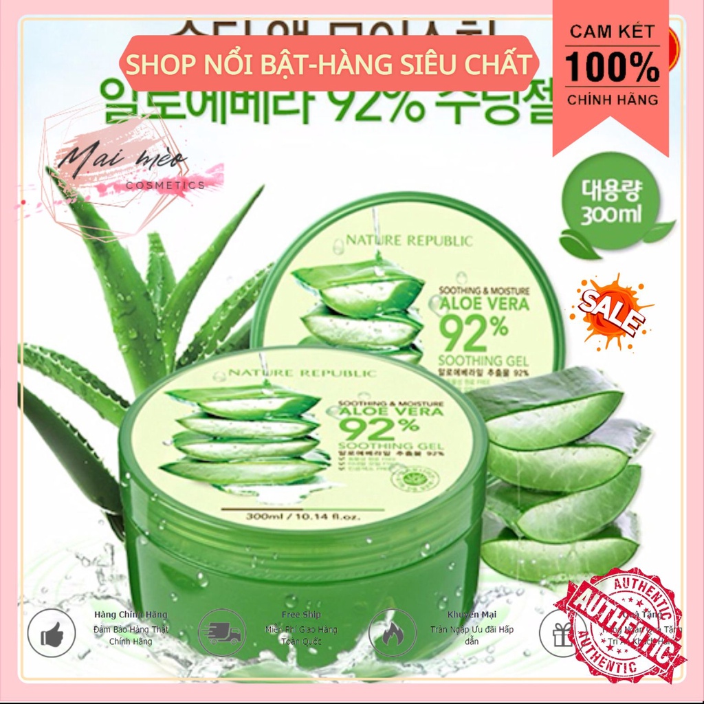 Gel lô hội Nature Public Aloe Vera 92% Soothing Gel 300ml - Dưỡng da/dưỡng ẩm/gel dưỡng ẩm [Maimeo]