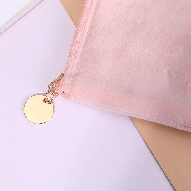 Túi Đựng Mỹ Phẩm/Son Môi/Mỹ Phẩm Có Khóa Kéo Thêu Chữ Xinh Xắn