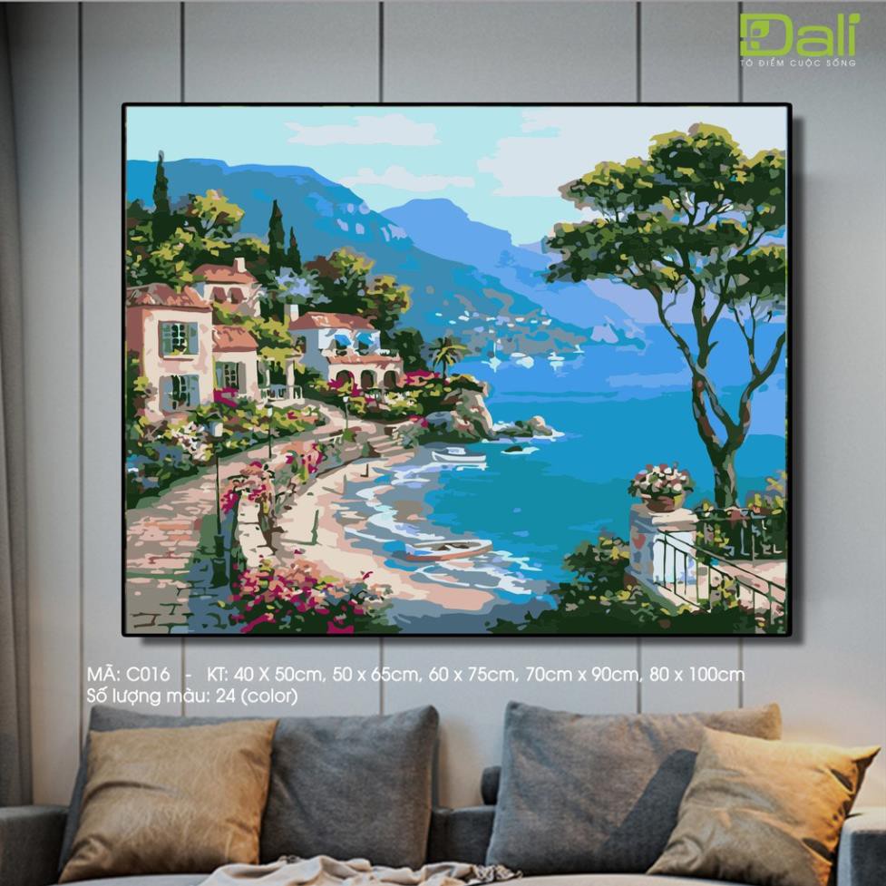 Tranh treo tường tự tô màu số hóa DALI Tranh Bình yên góc phố C016