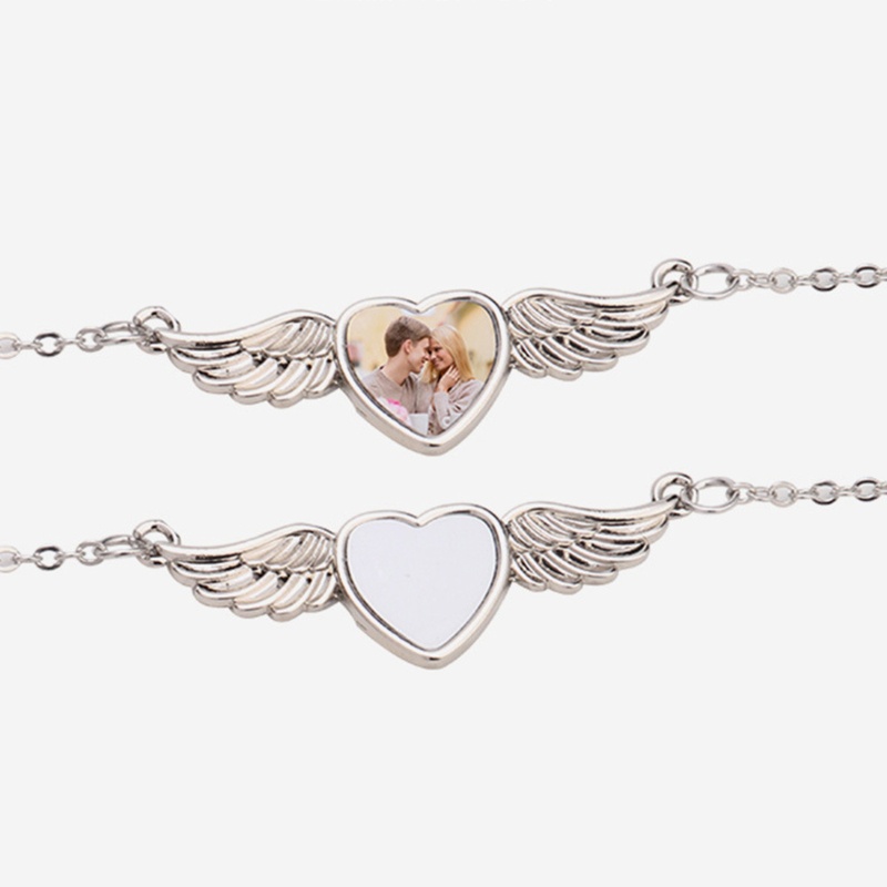 Mặt Vòng cổ Chuyển Nhiệt Hình Trái Tim Đôi Cánh Độc Đáo