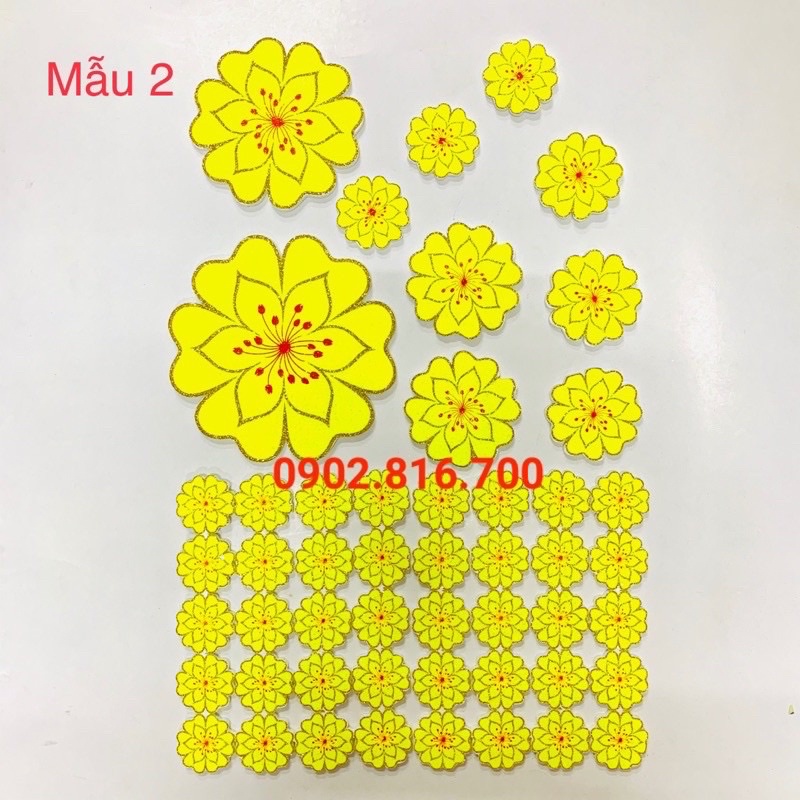 Set Bông mai - Hoa mai - Hoa đào xốp đủ cỡ dán tường dán kiếng phụ kiện trang trí tết 1