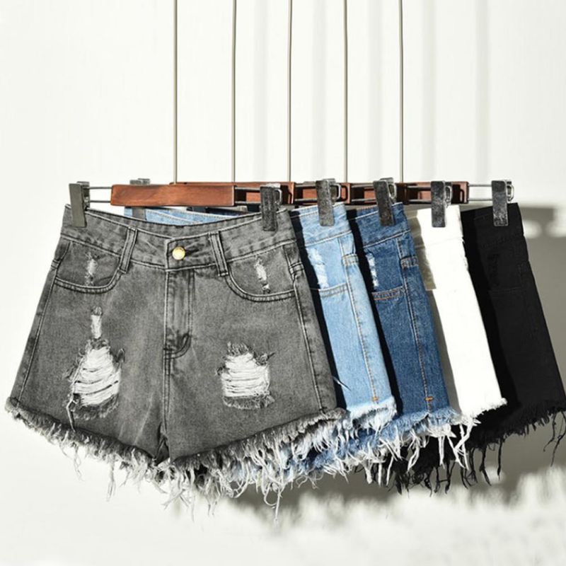 Quần Đùi Nữ Bò Quần Short Nữ Rách Quần Jeans Sọt Denim Lưng Cao Thiết Kế Rách Cá Tính