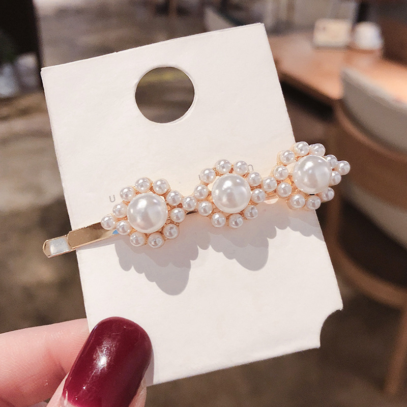 Kẹp Tóc Hình Mặt Cười Đính Ngọc Trai Đơn Giản Kiểu Hàn Quốc