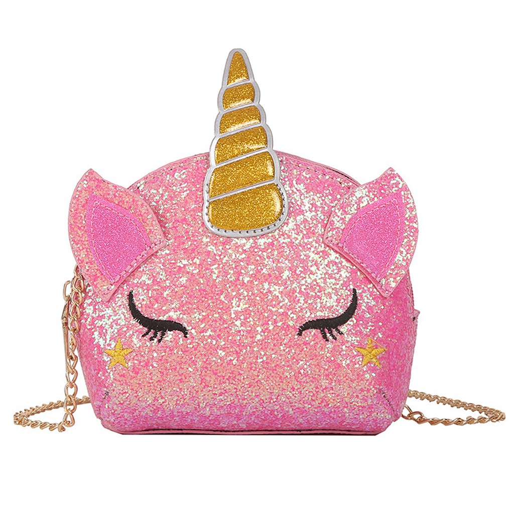 Sequined Cute Zipper Unicorn Chain Bag Birthday Gift