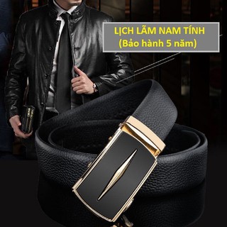 Thắt Lưng Da Nam Khóa Tự Động Cao Cấp Dây Nịt Nam Da Bò 100% Chính Hãng Playboy Dây Da May Viền Bên Nam Tính Chính Hãng
