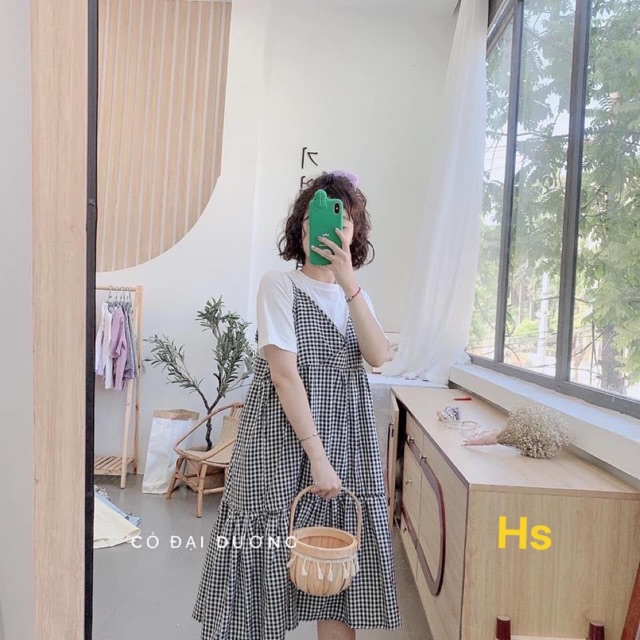 Sét baby doll kẻ + áo trắng HSB865