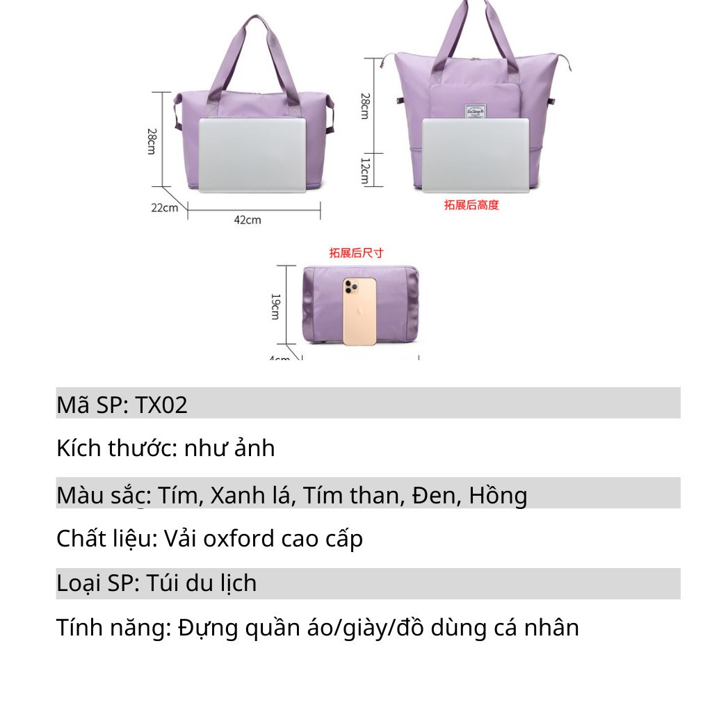 Túi du lịch gấp gọn đa năng 2 tầng_Túi 2 tầng đựng đồ cá nhân chống thấm nước cao cấp, chất liệu vải thô sức chưa lớn