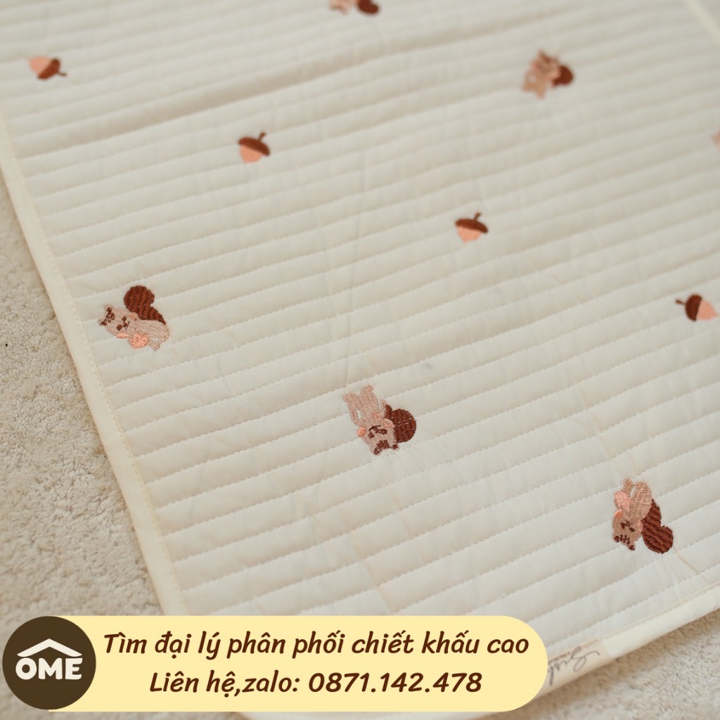 Lót chống thấm, thay bỉm lót lưng 45x65cm cho bé vải cotton Hàn chần bông chính hãng OME x Sishi