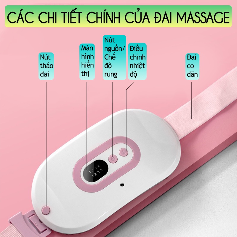 Máy Massage Làm Ấm Bụng Đai Đeo Giảm Đau Bụng Kinh Nguyệt, Làm Ấm Tử Cung Cho Phụ Nữ Đến Kì Bảo Hành [3 Tháng]