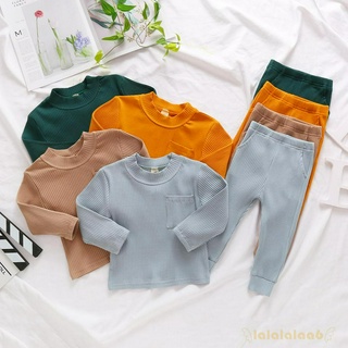 Bộ Áo Dài Tay Màu Trơn Có Túi + Quần Dài Lưng Thun Cho Bé