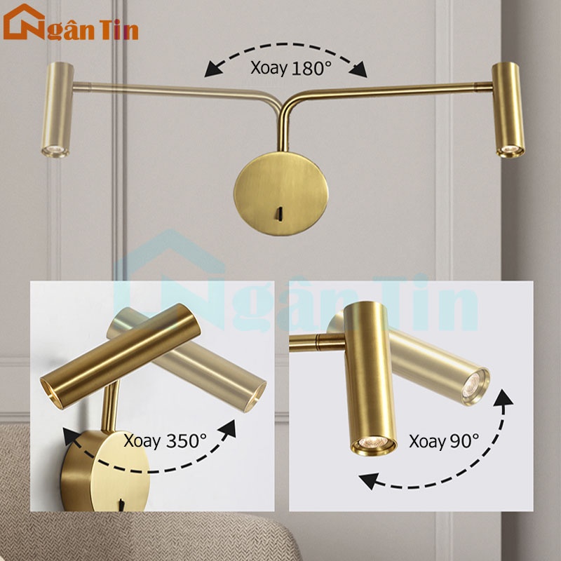 Đèn Led đọc sách xoay 180 độ gắn tường phòng ngủ phòng khách Led 3W 220V VK72 Ngân Tin