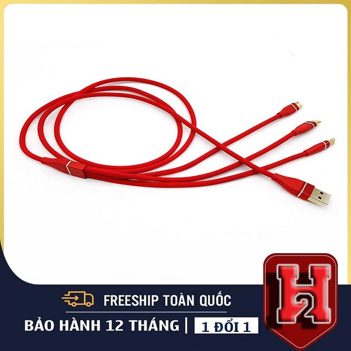 Dây Đa Năng Sạc 3 Đầu ❤️FREESHIP❤️ Giảm 10k khi nhập mã [ WOLF] - IPHONE, SAMSUNG, OPPO