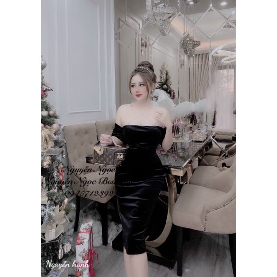 Đầm váy thiết kế Nhung body phối dây ngọc.