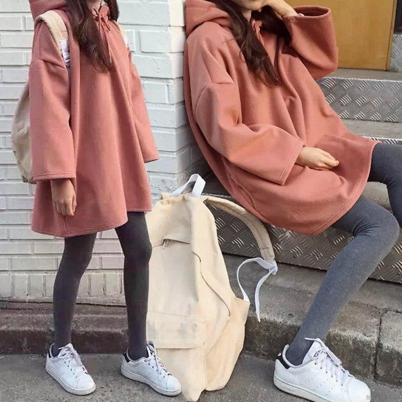 Áo hoodie kích thước lớn đơn giản năng động dành cho nữ