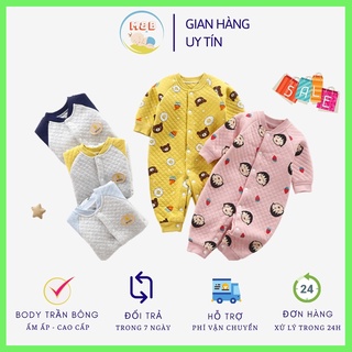 Body trần bông 3 lớp bodysuit cho bé trai gái Ấm Áp quần áo sơ sinh mùa đông hàng Quảng Châu loại đẹp từ 3-12kg - BDTD04
