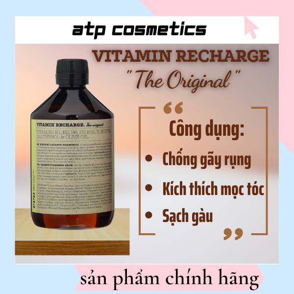 Dầu gội chống rụng và kích thích mọc tóc vitamin recharge the original ko chứa silicone sunfate nhập khẩu tây ban nha