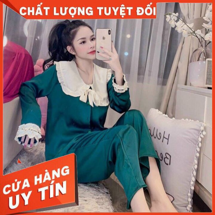 Bộ Lụa Pijama Tay Dài Tiểu Thư Cao Cấp 💖Freeship - Ảnh Thật💖 Đồ Ngủ Nữ Đẹp | BigBuy360 - bigbuy360.vn