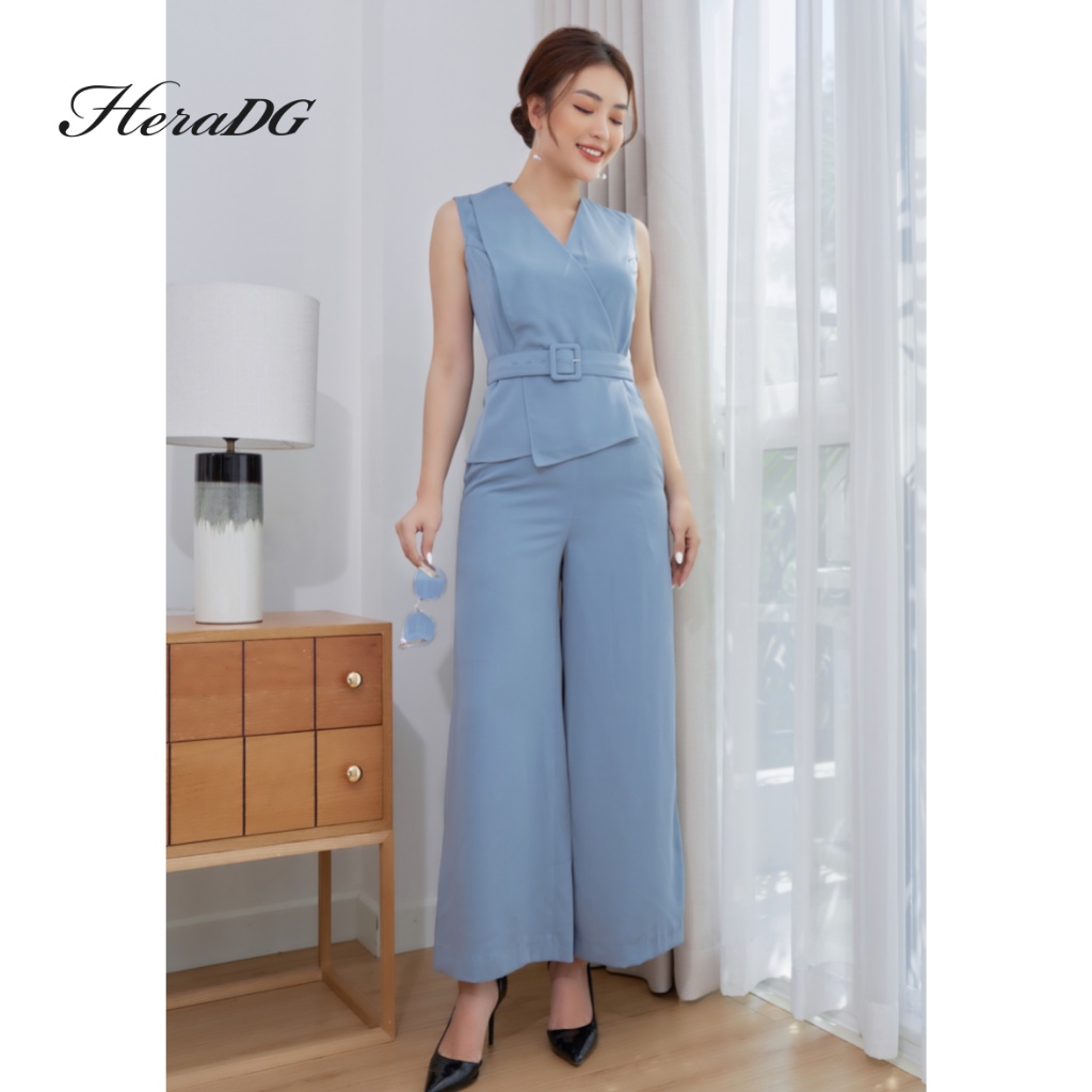 Bộ Jumpsuit Nữ HeraDG Dáng Dài Sát Nách Kèm Đai Eo, Chất Liệu Mềm Mịn Chống Nhăn Cao Cấp SJSBA003