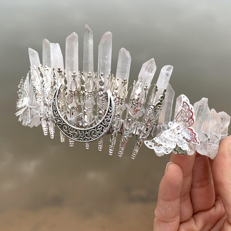 Flgo Vòng Cài Tóc Bằng Đá Thạch Anh Tự Nhiên Kèm Phụ Kiện Kim Loại