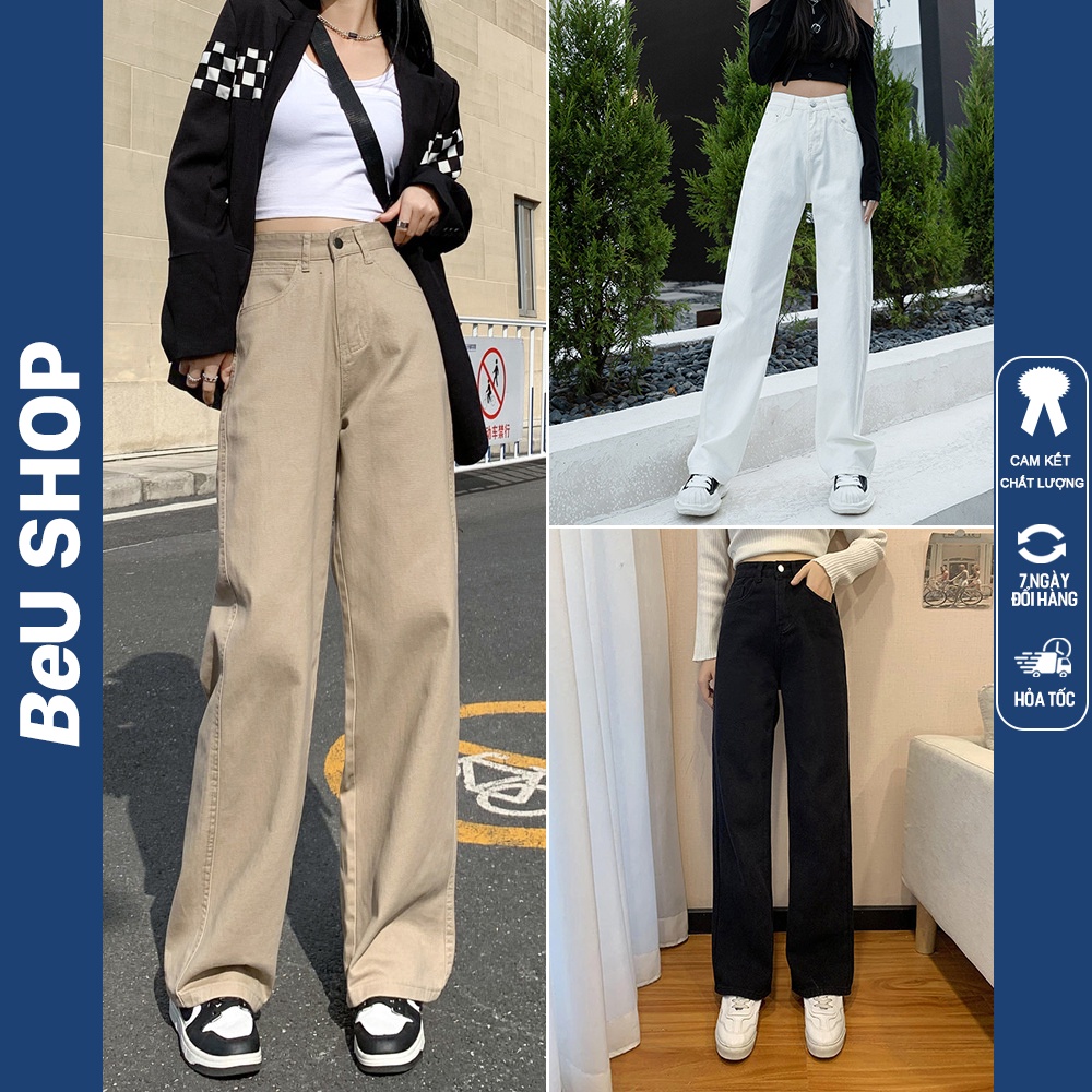 Quần Kaki trơn, Quần Baggy Nam Nữ jean Ống Suông Rộng Trẻ Trung Năng Động BeUshop Q12
