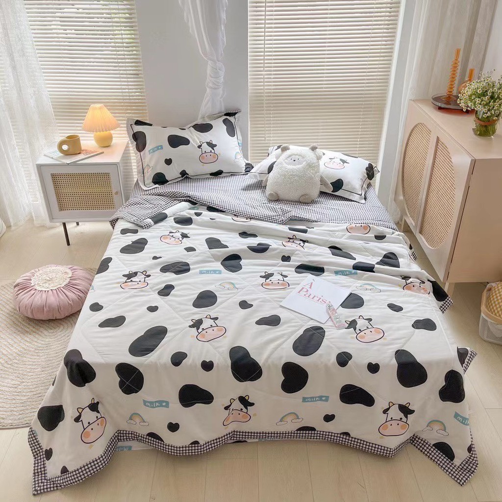 Bộ chăn ga gối cotton 100% ,chăn chần hè [mềm trần] đủ kích thước 1m6,1m8,2m2