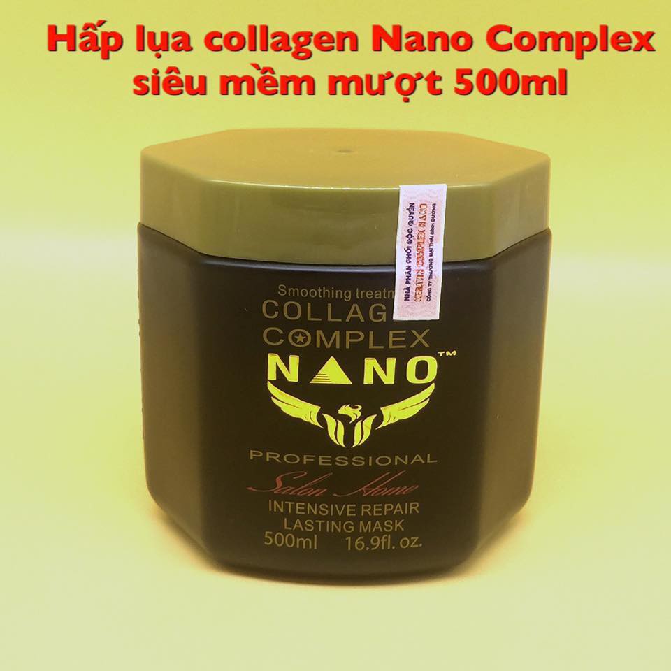 [ Nano Chính Hãng ] Tặng Tinh Dầu - Gội Xả + Hấp Collagen Complex NANO Phục Hồi Tóc Hư Tổn 500ml X 3