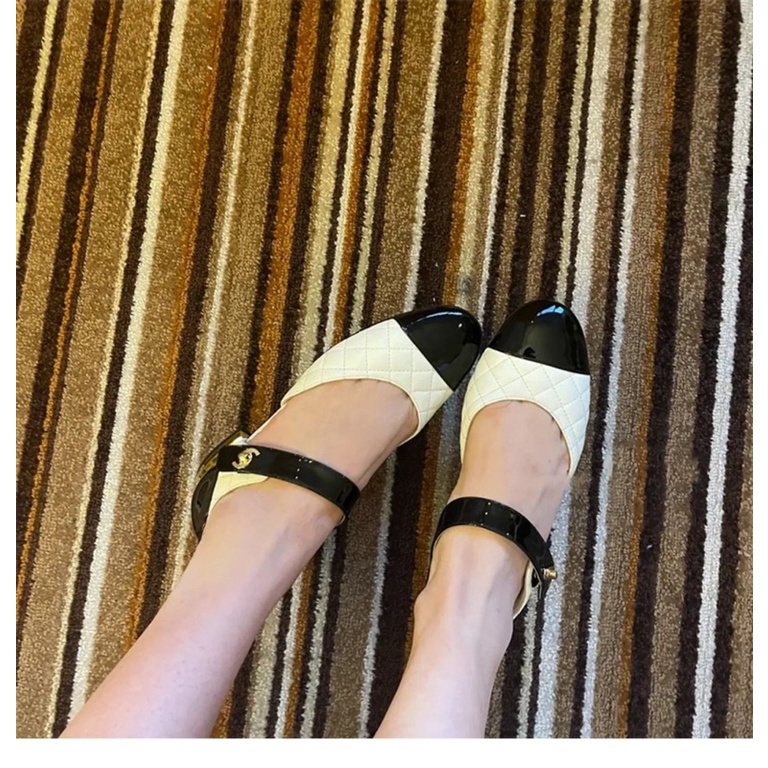 Sandal cn mũi tròn trần chỉ quai ngang đế bệt fullbox