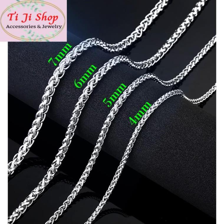 DÂY CHUYỀN NAM INOX KIỂU BÔNG DỪA 7LY đẹp, không đen