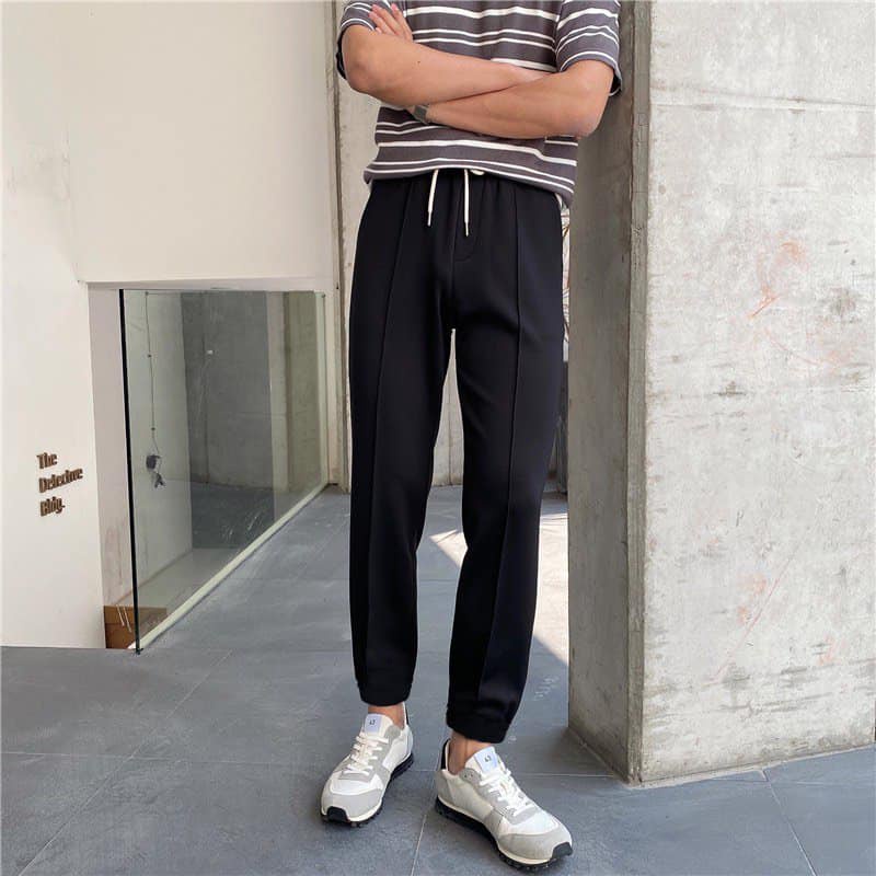 Quần dài nam chất poly co giãn 4 chiều đàn hồi thoáng mát cao cấp basic trắng đen