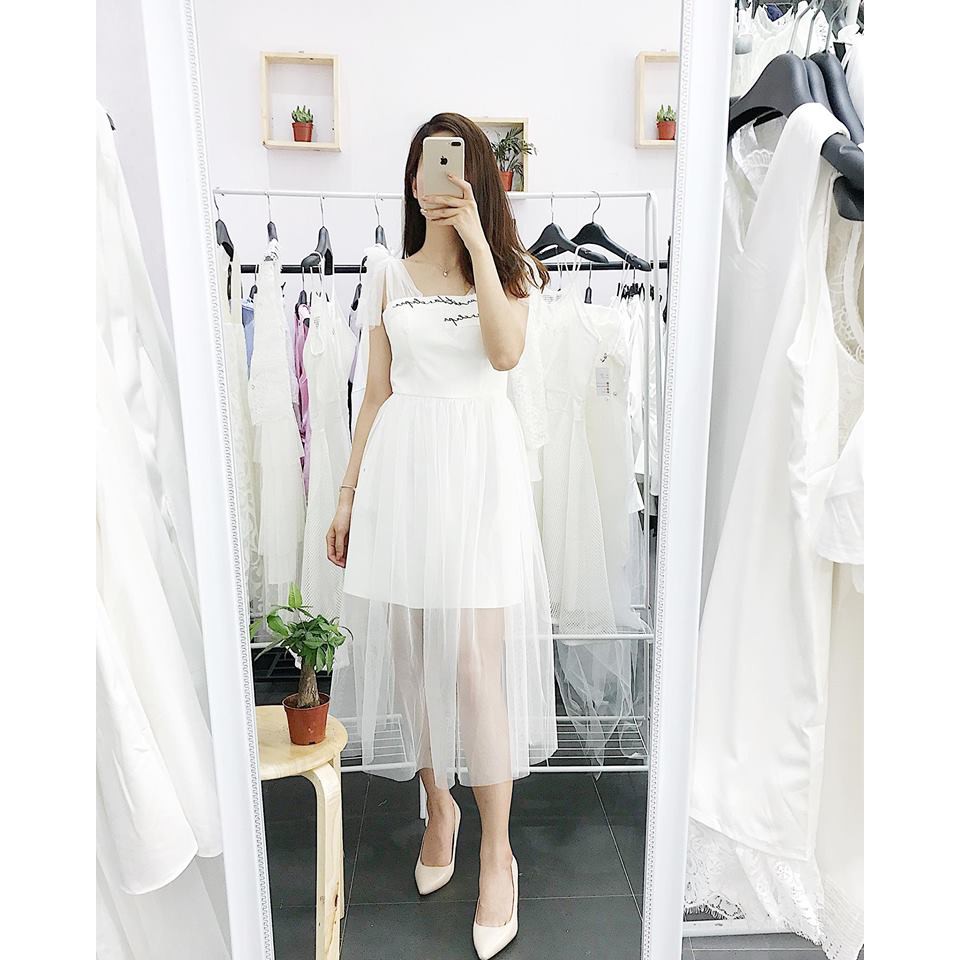 Đầm dự tiệc đi đám cưới, đầm ôm body phối voan lưới thời thượng Vanessa Dress kèm ảnh thật