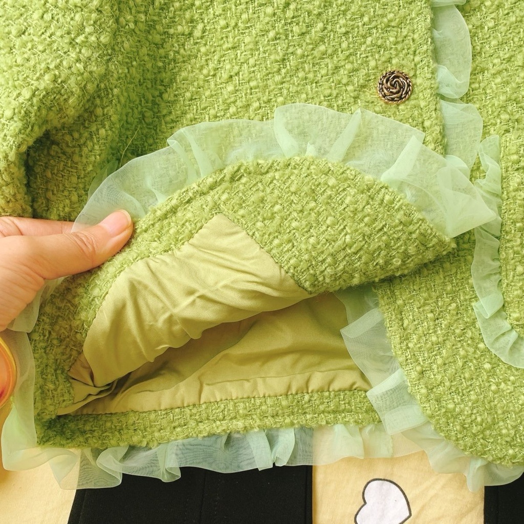 Hàng Mới Về Bộ Áo Khoác + Quần Dài Ống Loe Thời Trang Thu Đông Cho Bé Gái