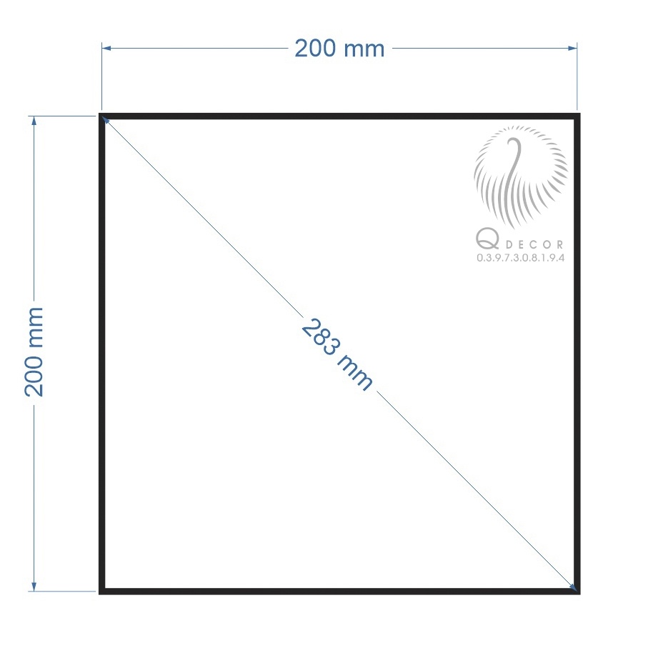 Gương dán tường soi toàn thân, dán tủ quần áo hình vuông kích thước 20x20cm