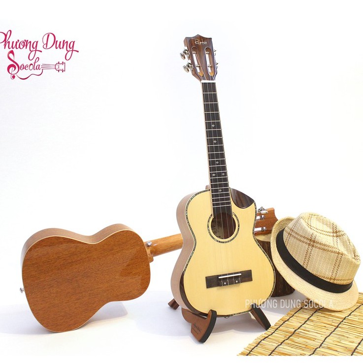 Đàn Ukulele size Tenor cao cấp Full Solid - Arm Bevel - Khảm trai Body