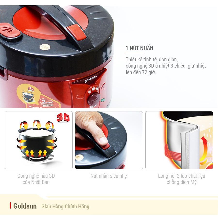 Nồi cơm điện 3D goldsun 1,5L ARC-GW150