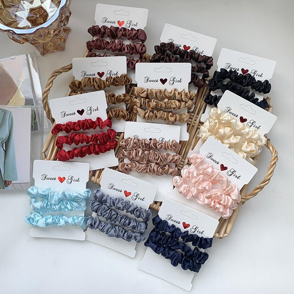 Dây buộc tóc vải satin màu trơn cỡ lớn thời trang cho nữ u2w7