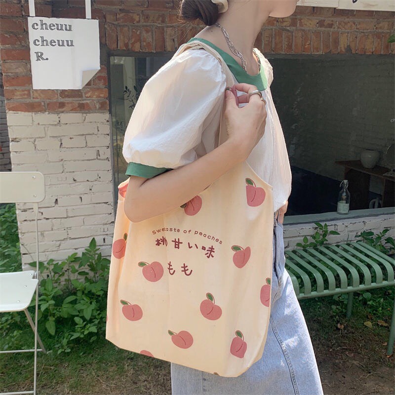 Túi tote túi vải phong cách Hàn quốc, có khóa miệng ngăn phụ bên trong Kiểu dáng Vintage, chất liệu vải Canvas cao cấp