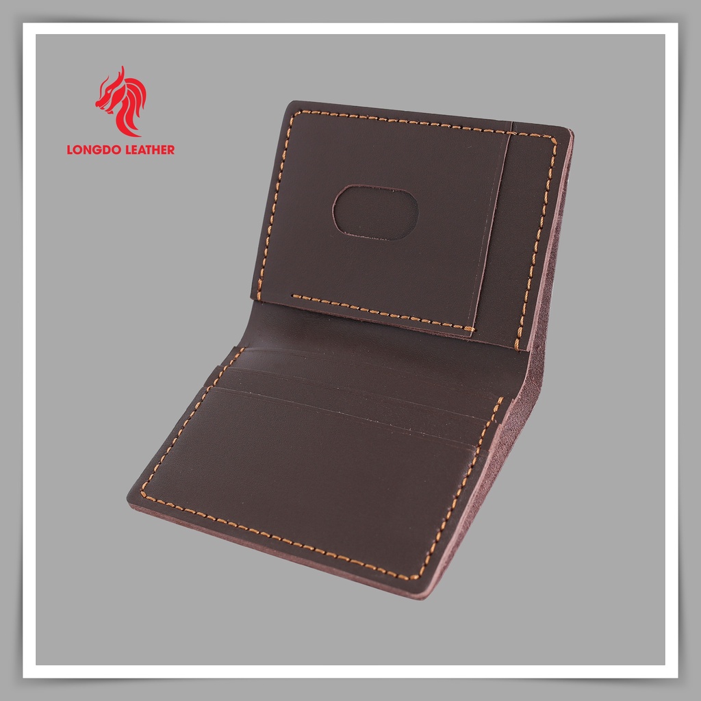 Ví da nam đứng da bò thật - Bảo hành 5 năm - Hàng chính hãng thương hiệu Longdo Leather - BD04
