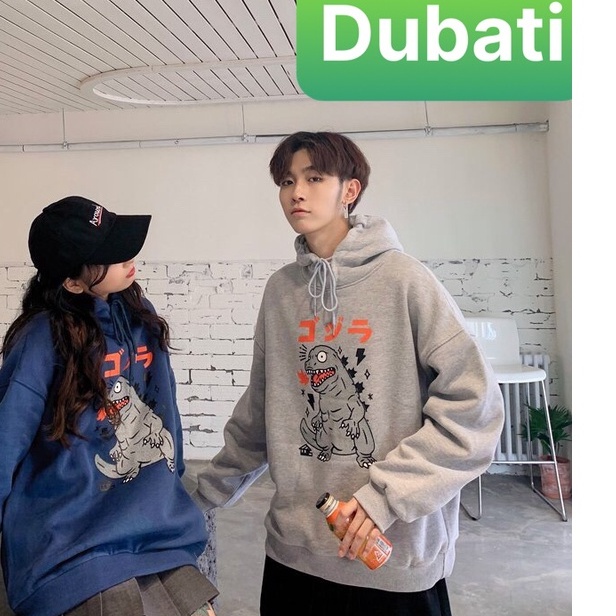 ÁO KHOÁC HOODIE KHỦNG LONG, ÁO NỈ NAM NỮ CHẤT VẢI DÀY FROM RỘNG - DUBATI FASHION