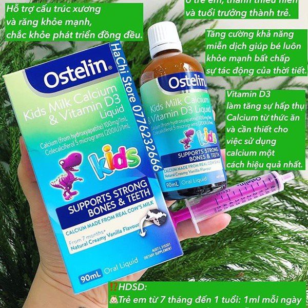 Combo Vitamin D3 và Canxi cho bé [Úc] Ostelin Kids