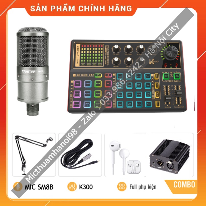 Trọn Bộ Sound Card K300 Mic SM8B . Thiết Kế Cực Đẹp , Âm Thanh Sống Động , Dễ Dàng Lắp Đặt . Bảo Hành 12 Tháng